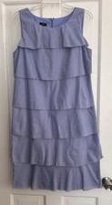 Talbots Lavender Periwinkle Tiered Lined Dress - Sleeveless -100% Cotton Size 10