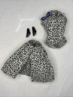 Barbie 1960s Vintage Black White Floral Skirt & Top Set With Extras
