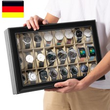 Uhrenbox Uhrenkoffer PU-Leder für 24 Uhren Uhrenkasten Uhrenschatulle Uhrentruhe