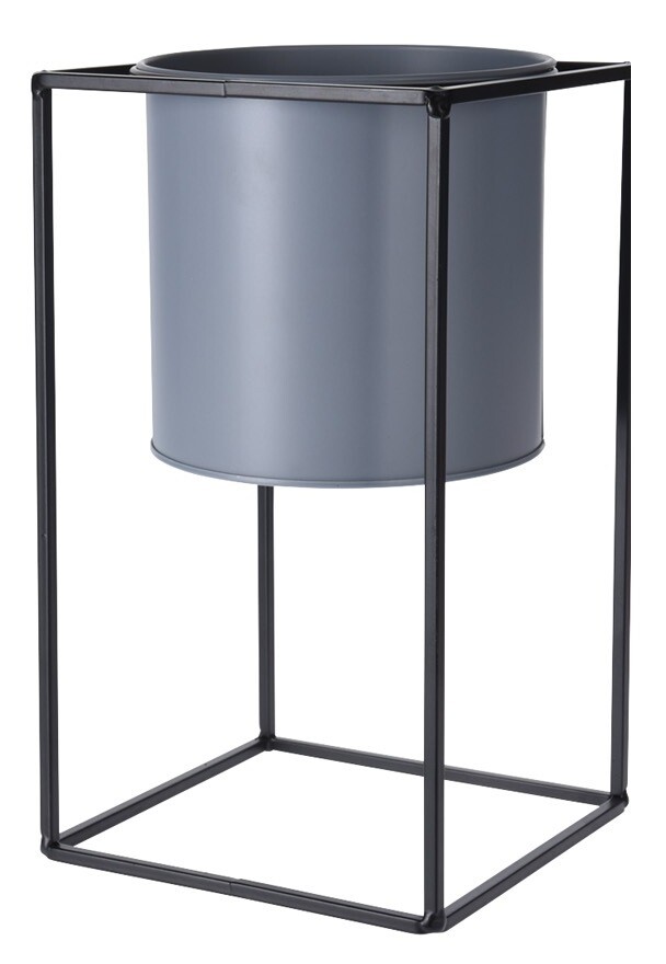 Rammento 30cm Tall Raised Indoor Metal Plant Pot On Stand 15cm