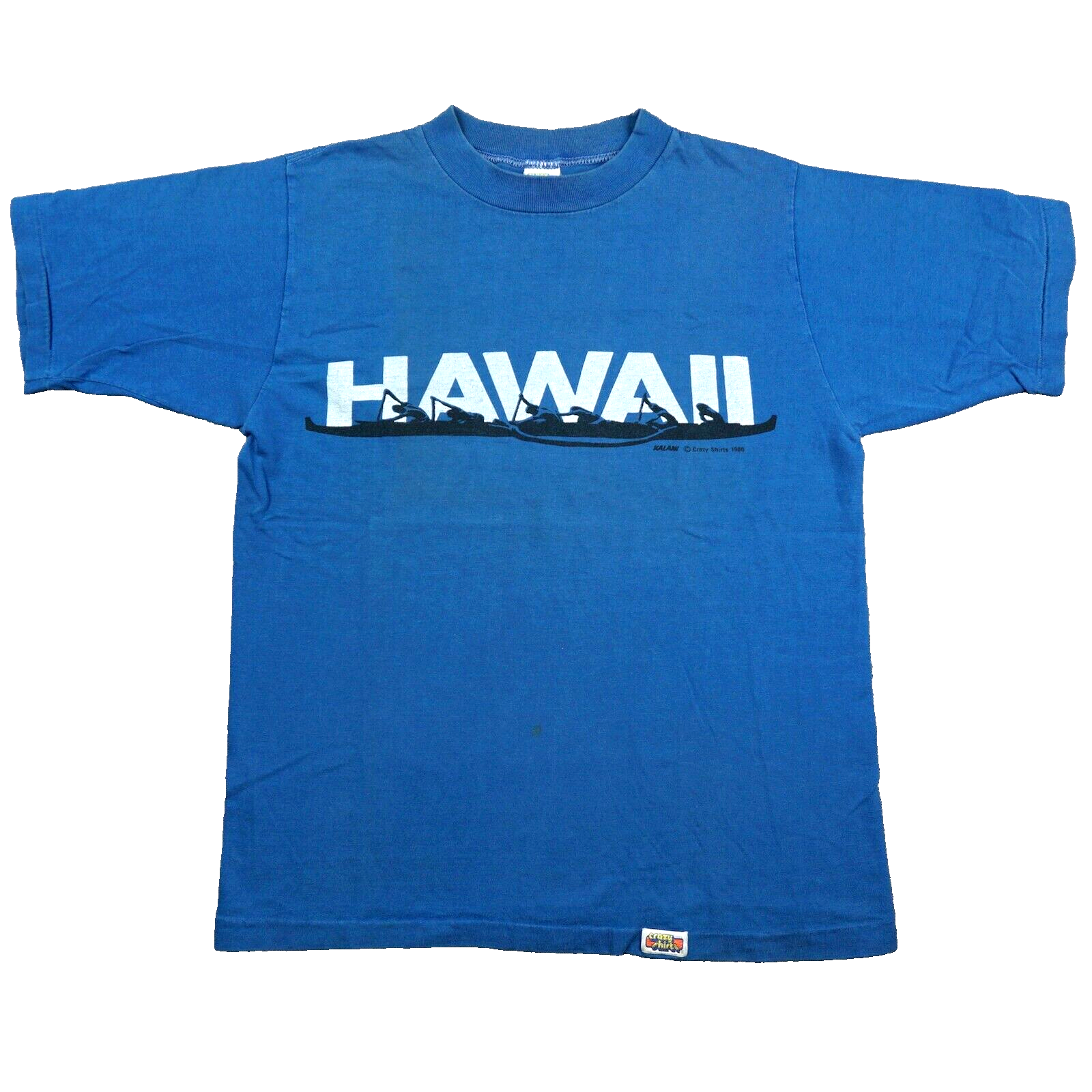 FILA T shirt vintage Hawaii piccola* blu anni 80 pazza punto singolo Outrigger canottaggio maglietta