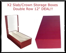 2 Maroon Regular Duty Double Row Slab/Crown Boxes Storage Quality 12x5.75x3 NEW