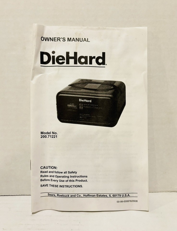 DieHard 12 Volt 2 Amp Battery Manual Charger 200.71221 & Box Tested