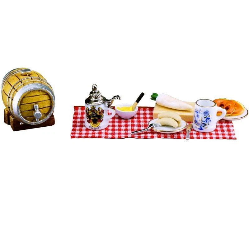 Oktoberfest Snack 1.790/7 Reutter w Beer Barrel Picnic DOLLHOUSE Miniature - Image 3 of 4