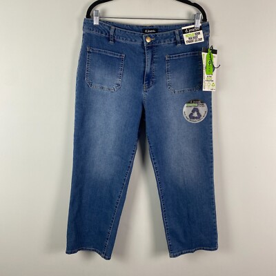 D Jeans High Waist Straight Leg Crop Jeans Size 14 Patch Pockets