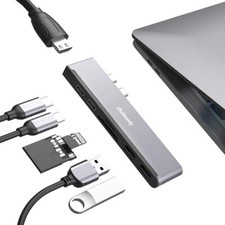 USB C Hub for MacBook, USB C Adapter, Type C Hub, 7-in-2: Thunderbolt 3 Port, 4K