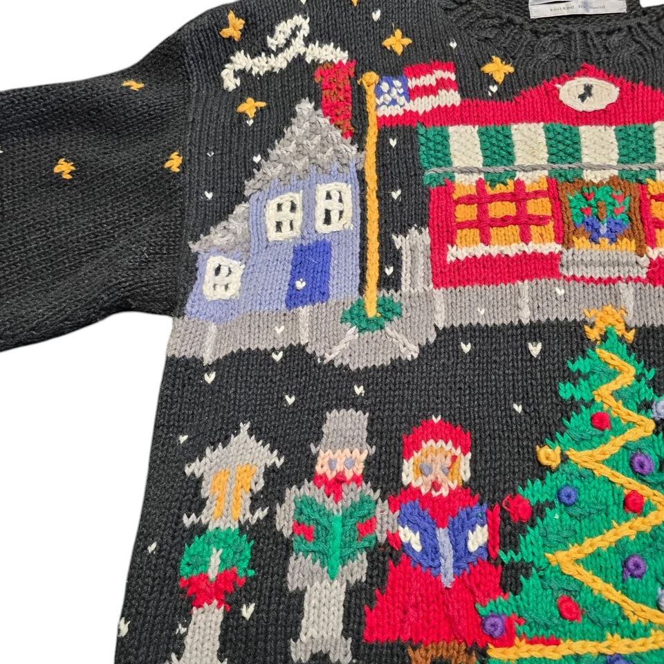 Suéter de Navidad Feo de Northern Isles Signature Unisex XL Árboles Villancicos Negro Foto 4 de 4