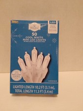 Holiday Time Clear Cool White Mini Lights 50 Lighted Length 9.5 Ft White Wire