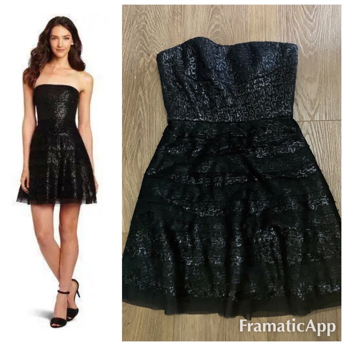 最終SALE！ BCBG MAXAZRIA Sequined Strapless Dress BCBG MAXAZRIA WOMENS Tulle Strapless Sequin BLACK CORSET