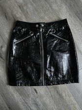 Haute Monde Black Faux Pleather Zip Up Mini Skirt S 27
