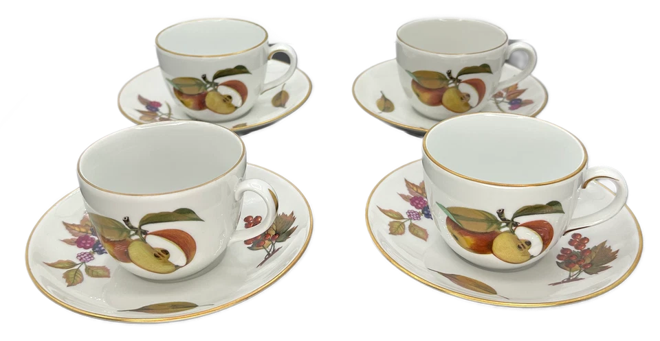 Royal Worcester Evesham золотой чашки и блюдца плоский Англии набор из 4 - Изображение 2 из 3