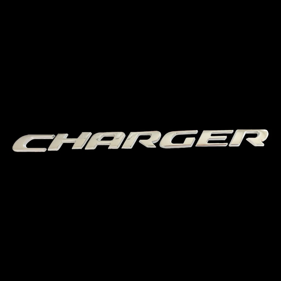Charger Letters Badge Silver Nameplate Chrome Emblem for Rear Trunk Lid Dodge - Image 3 of 4