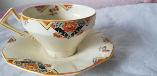 Rare  Alfred Meakin England Art Deco 1930s Teacup & Saucer Marigold Pattern - Picture 1 of 12