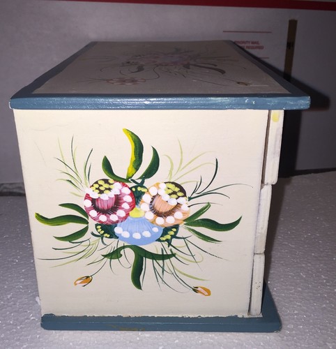 Wooden Hand Painted Floral Design Three Drawer Box For Jewelry & Trinket Box - Picture 4 of 12