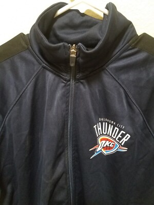 Oklahoma City THUNDER Warm Up Jacket Full Zip Sweatshirt Mens LARGE OKC Blue