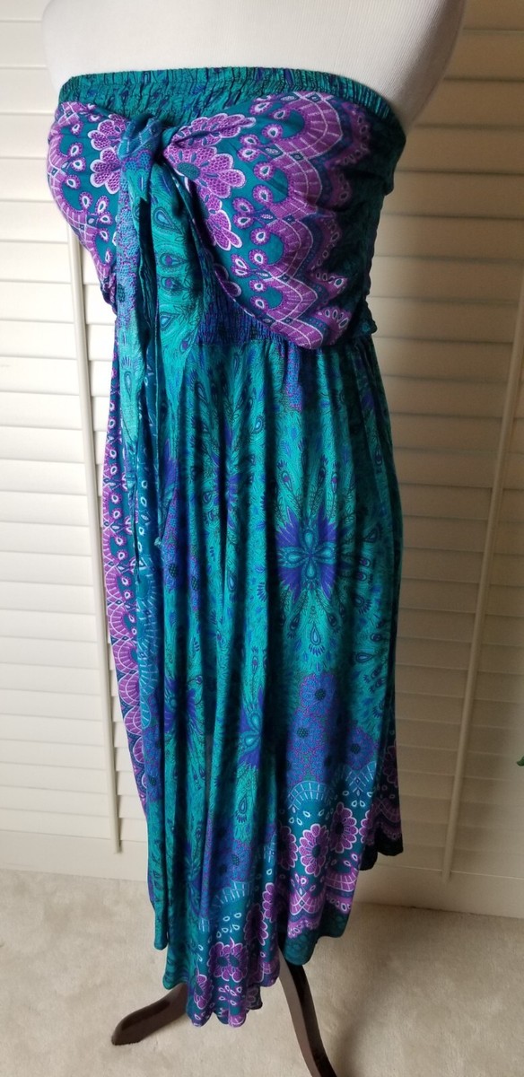 JOOB JOOB Sundress /Skirt, Scarf/Smocked Bohemian Maxi Blues