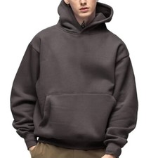 New Autumn Winter Casual Thick Cotton Men's Top Solid Color Hoodies Sweatshirt