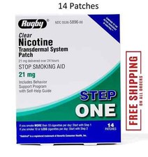 Rugby Clear Nicotine Patches - Transdermal System Patch - Smoking or Vaping Quit