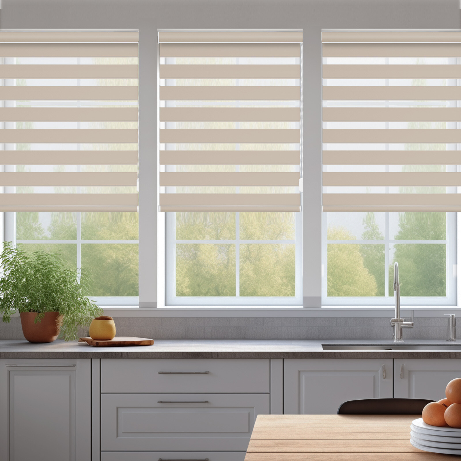 Changshade CUSTOM Made Dual Layer Zebra Roller Shades Window Shades-Corded