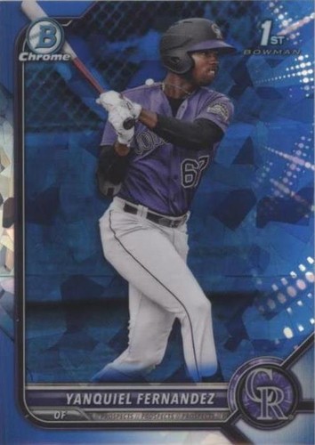 2022 Bowman Chrome Sapphire Yanquiel Fernandez 1st 141 Rockies | eBay