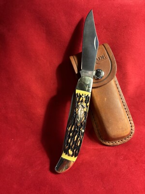 Schrade Uncle Henry Stag 2-Blade Folding Bowie Knife for sale