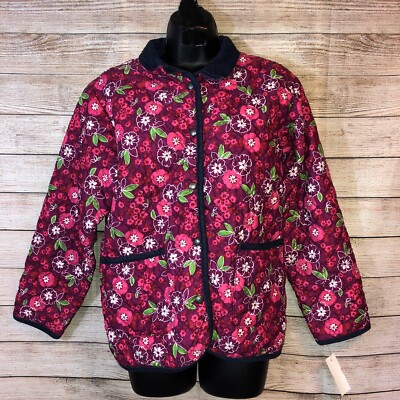 LL BEAN Quilted Floral Jacket Girls Youth 18 Spring | eBay