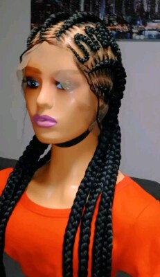  baby hair long black braided wig cap Perücke