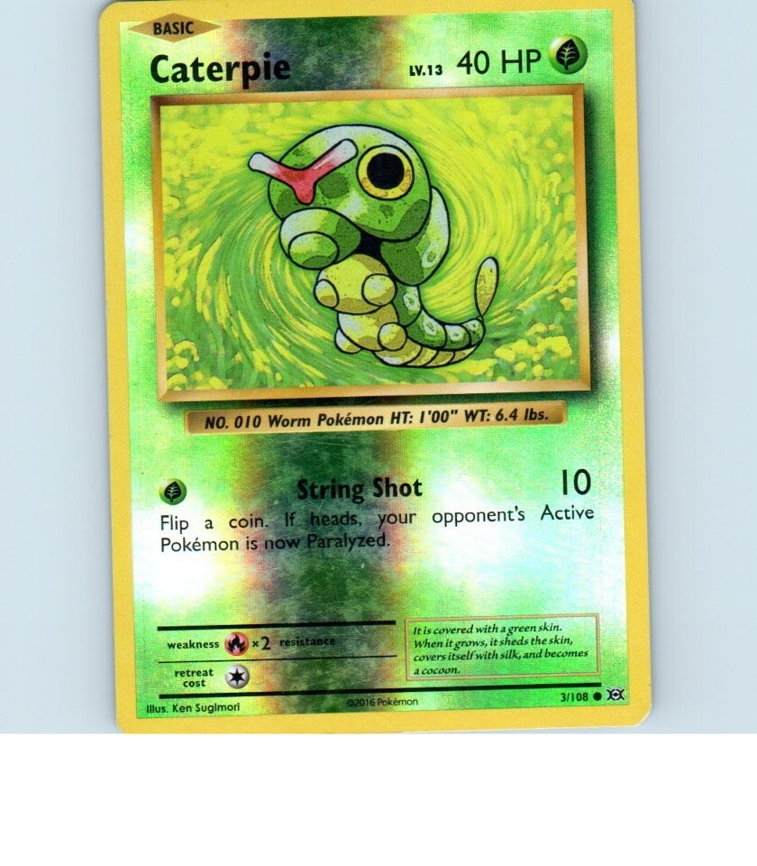 2016 Caterpie 3/108 Reverse Holo Pokemon Card