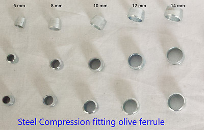 6,8,10,12,14mm Stahl Hydraulik Olive Barrel Druckhülse Zwinge Verschraubung