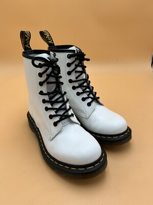 Smooth Leather White Doc Marten Combat Boots Dr Marten 1460 Smooth
