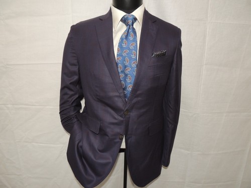 Bespoke Seize Sur Vingt Men's Blue Windowpane/Plaid Jacket Coat Size 36 - Picture 5 of 12