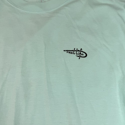 Reel Life Men's Light Blue Short Sleeve Double Sided Graphic Print T-Shirt XL - Picture 3 of 10