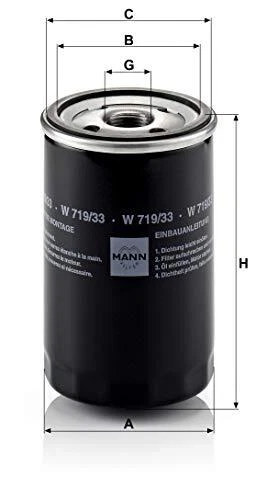 Filtro de aceite W 719/33 para MG MG ZS MG ZT MG ZT-T ROVER 75 75 I 2.0/2.5 1999-2005 Foto 2 de 4