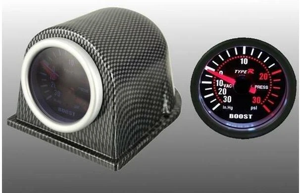 Medidor de presión turbo Boost LED para automóvil 2 en 52 mm PSI aguja puntero lente de humo Foto 2 de 4