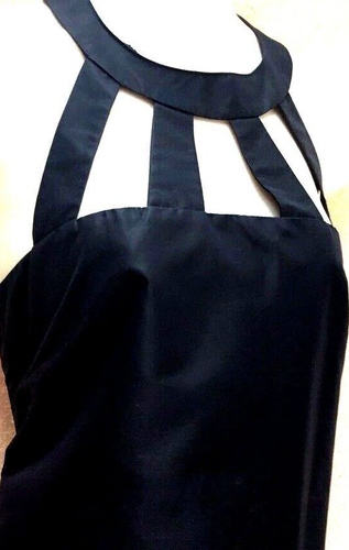 KATE MOSS TOPSHOP VINTAGE DARKEST MIDNIGHT BLUE SHIFT CAGE DRESS 60s UK 12 40 - Picture 11 of 12