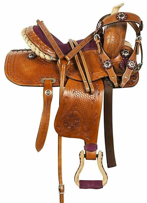 Selle De Barrel Racing ASHMIRA SADDLERY Cuir Taille 10-18" - Adulte Et Poney