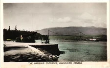 Vancouver Canada Harbour Entrance Hand-Colored RPPC Real Photo Postcard