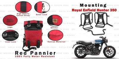 Royal Enfield Hunter 350 "Paire de sacoche militaire rouge avec support de se... - Photo 1/4