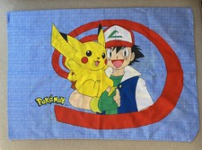 Pokemon Twin Flat Sheet Vintage Pillowcase 1998 Nintendo Pikachu Ash Original