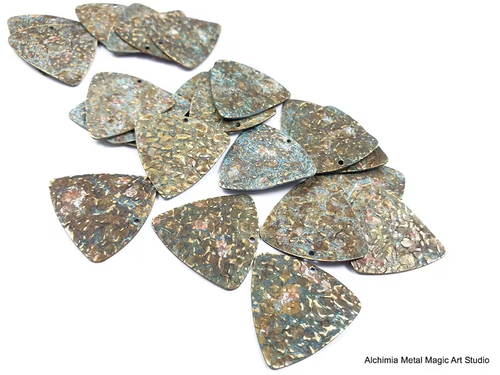 12ps Textured triangle blank Earring metal bead Hammered blank Boho supply 619A - Picture 5 of 6