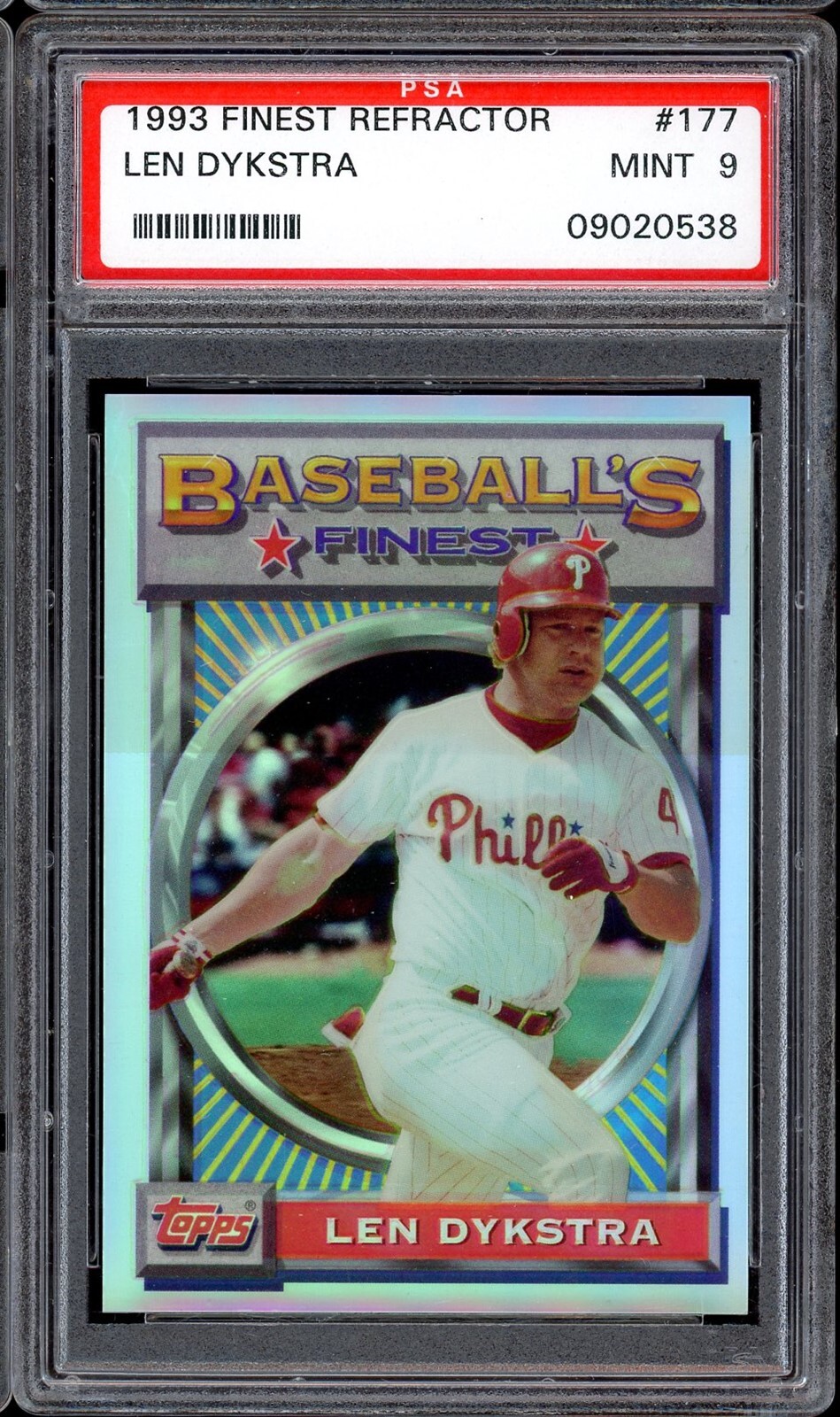 1993 Finest Refractor Baseball #177 Len Dykstra PSA 9