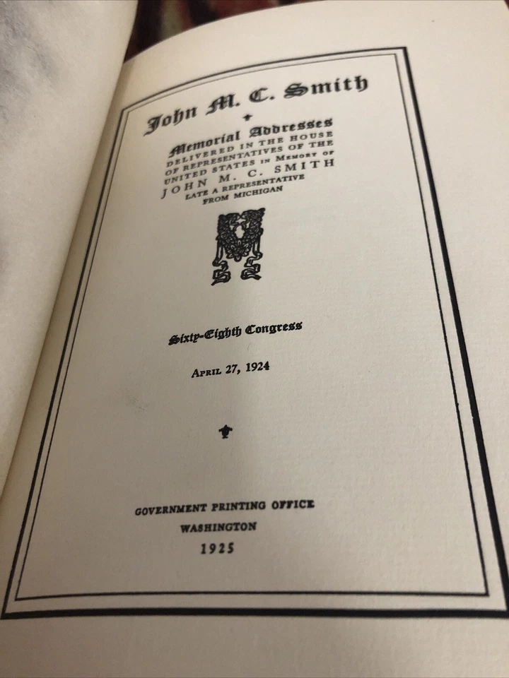 Memorial Addresses On John M c Smith Us Representative Agriculture Michigan Good Foto 4 de 4