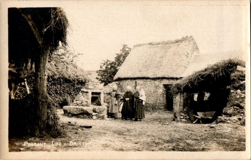 Bauernleben, Bretagne, Frankreich RPPC Postkarte