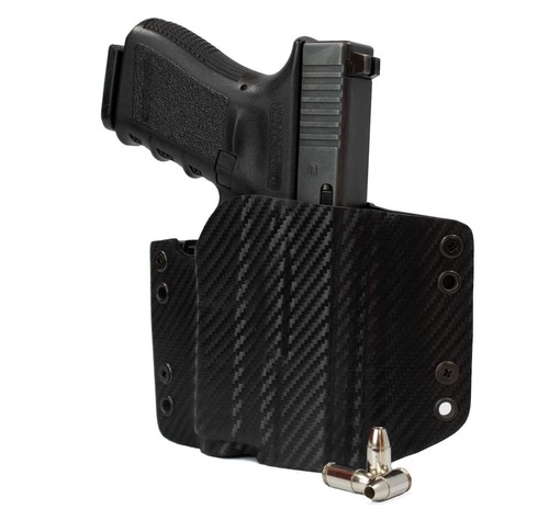 OWB Kydex Light Bearing Holster for Hanguns with Baldr Mini - Black Carbon Fiber - Picture 1 of 5