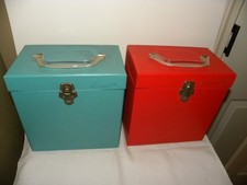 PLATTER-PAK RECORD CARRYING CASES--Two Colorful 45 RPM Carrying Cases-Files Incl