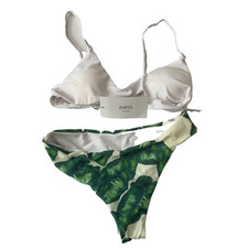 Zaful Swim 2 Piece Bikini Womens Size 4 White Green Stretch