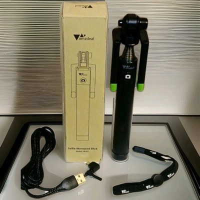 Amzdeal Selfie Monopod Stick & Charging Cable w/Bluetooth/Brief Usage/SHIPS FREE