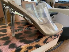 Tan/Vinyl Nude High Heel PVC Slides