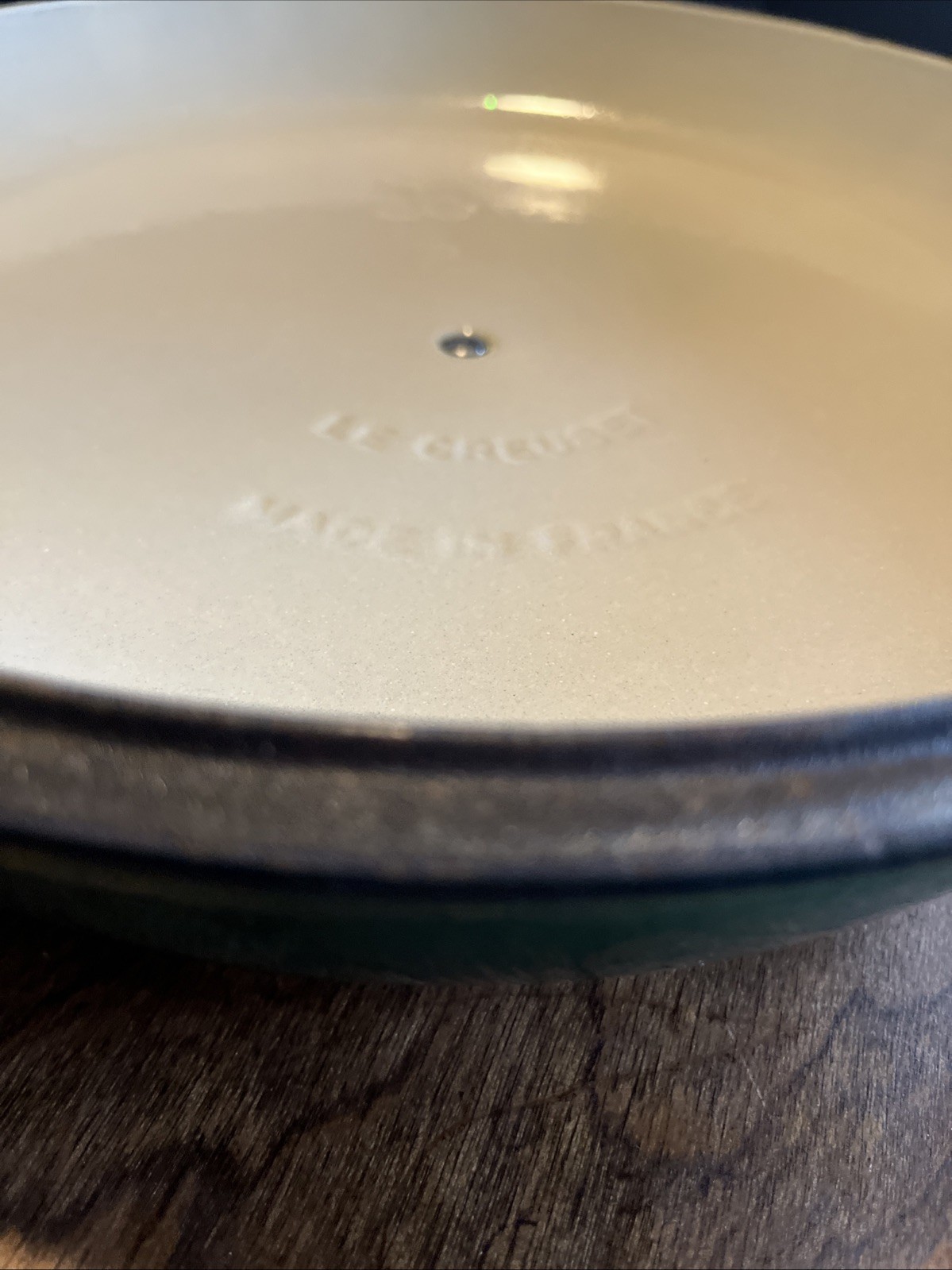 Le Crueset Dark Green Round Casserole #30 3.5 Qt. With Handles And Lid