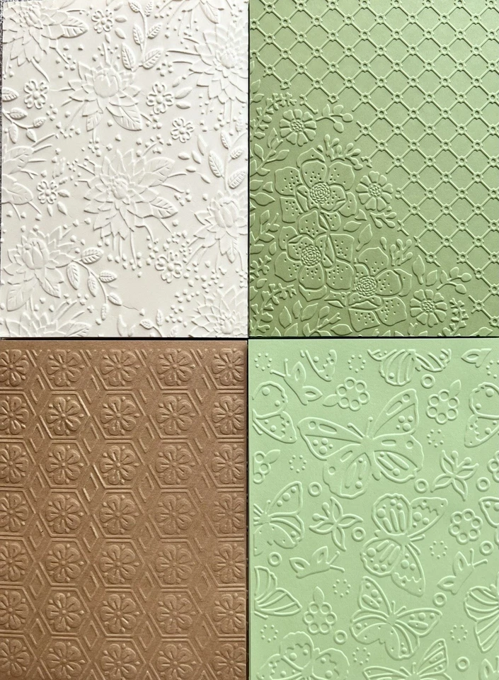 100 Pcs Embossed Cardstock, Green/brown Shades, Card Toppers, Journal Ephemera - Image 2 of 4